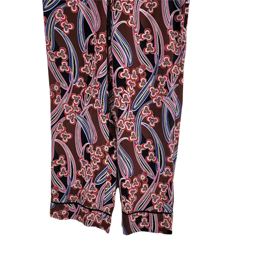 Trina Turk Berta Silk Floral Pants Cover Up Red Drawstring Size S - Picture 4 of 7